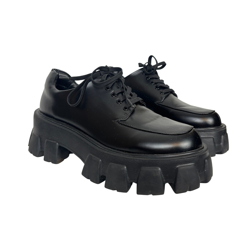 Princess Polly Chunky Black Loafers Platform Academia Goth Grunge Lace Womens 6